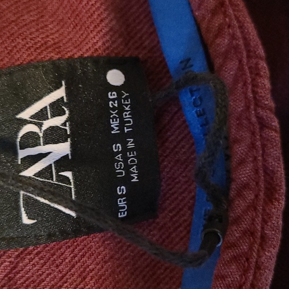 Zara 80's Denim Jumpsuit Burgundy - Picture 6 of 8